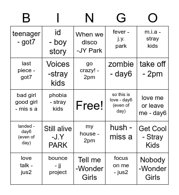 @aintghostingwoo Bingo Card