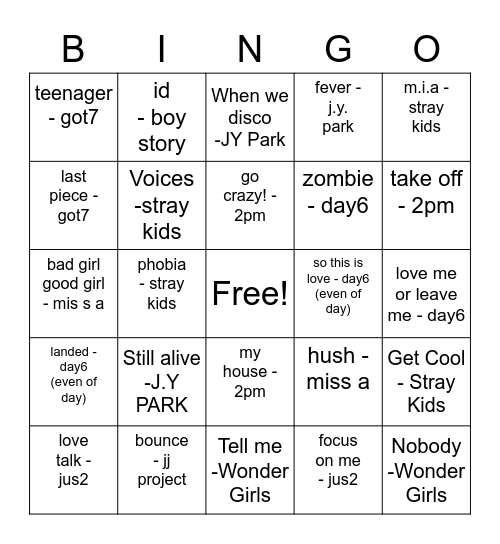 @aintghostingwoo Bingo Card