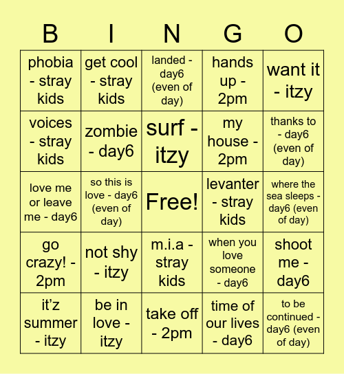 @stray_kids08 Bingo Card