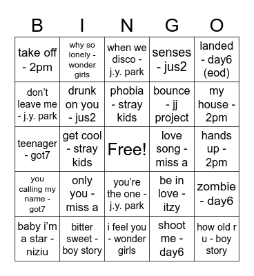 @notdoubleonlyU Bingo Card