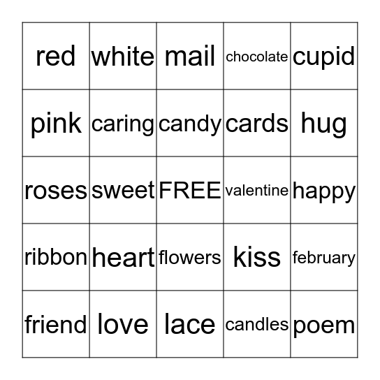 Valentine's Bingo Card