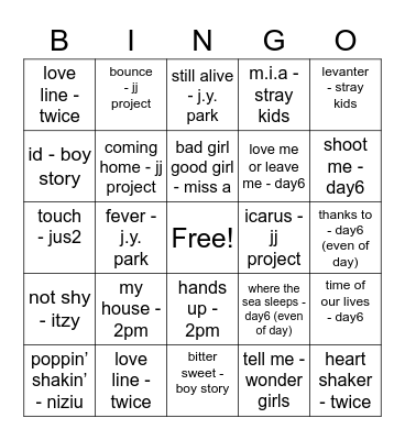 @aintghostingwoo Bingo Card