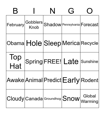 Groundhog Day Bingo Card