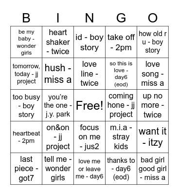 @notdoubleonlyU Bingo Card
