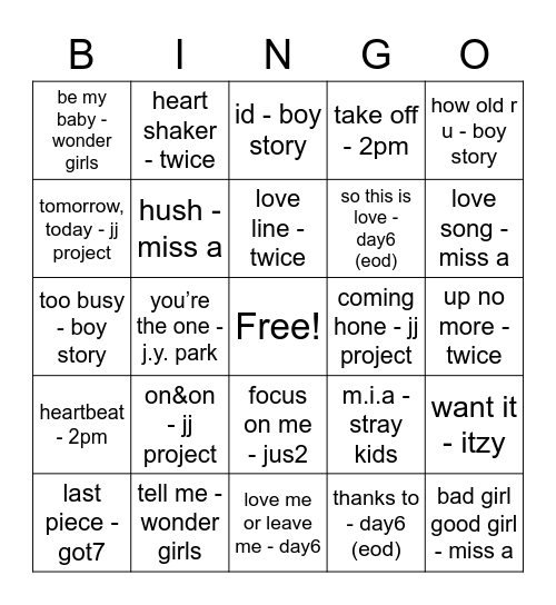 @notdoubleonlyU Bingo Card