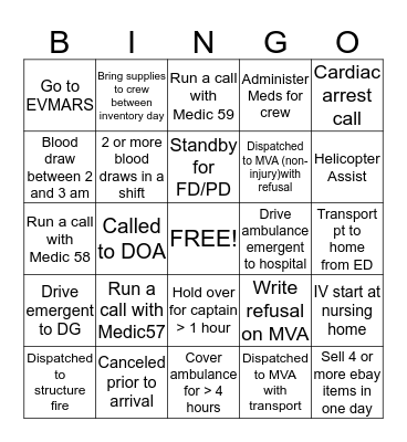 EMS 53 Bingo Card