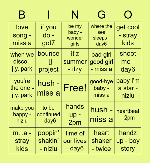 3 Bingo Card