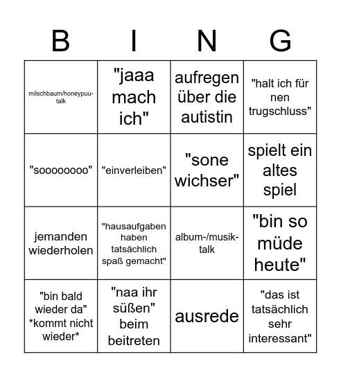 Basti Bingo Card
