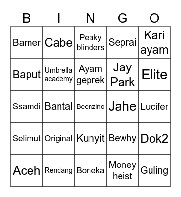 IM's Playground Bingo Card