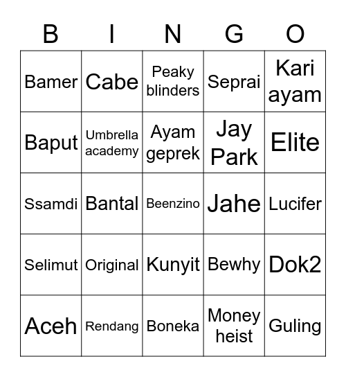 IM's Playground Bingo Card