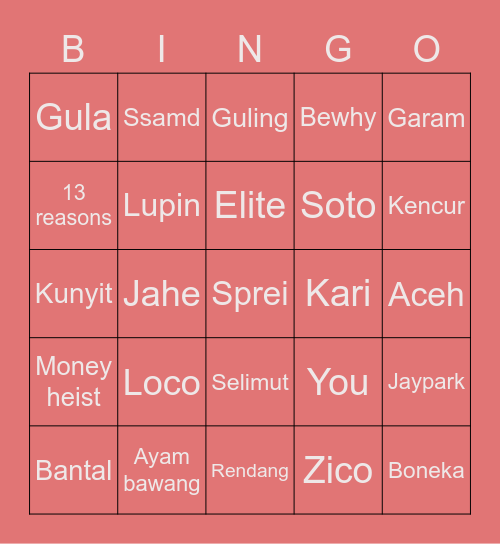 DeVita’s Bingo Card