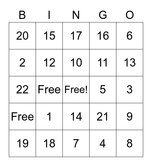 Text Features Bingo Card