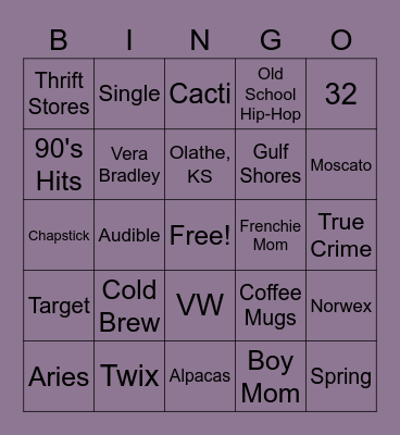 This is...Lilly! Bingo Card