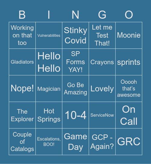 Gladiator Bingo Card