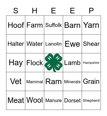 Clover Buds Bingo! Bingo Card