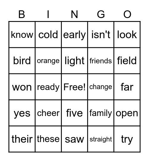 2nd  Unit 2 Bingo Card