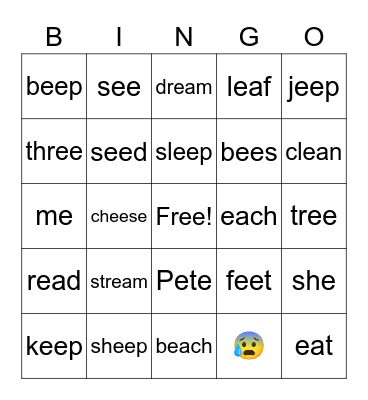 long e Bingo Card