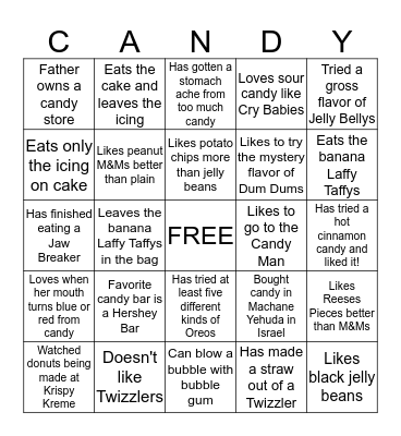 Candy Party Bingo Card