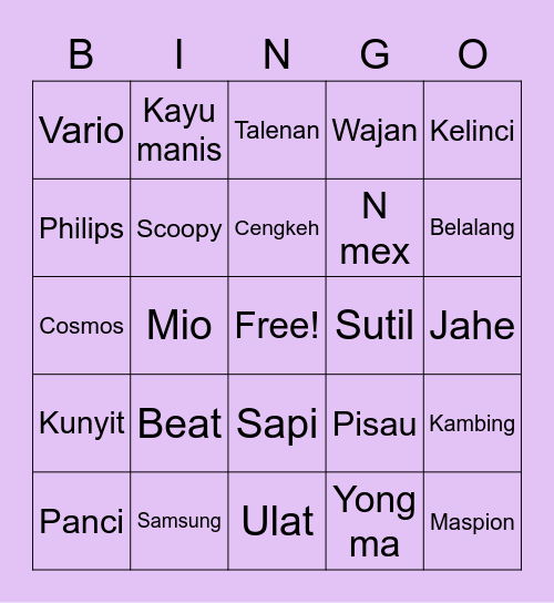 Kekeyi Bingo Card