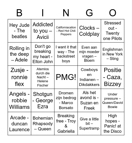 PMG BINGO Card