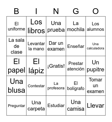 DeFedelto Sp. 1 Ch. 3 Vocab. Bingo Card