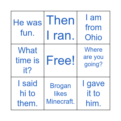 Let's Review! Bingo Card