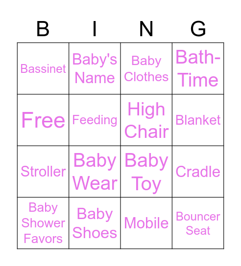 ROYAL BABY SHOWER BINGO Card