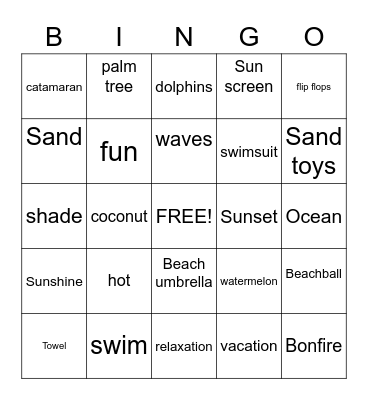 "March Break" Bingo Card