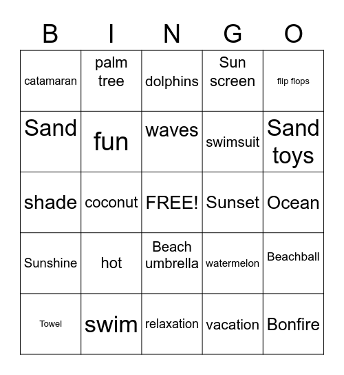 "March Break" Bingo Card