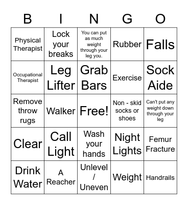 HIP PROGRAM Bingo Card