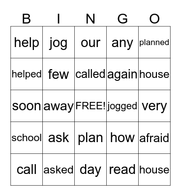 Spelling 1st- Frog and Toad Bingo Card