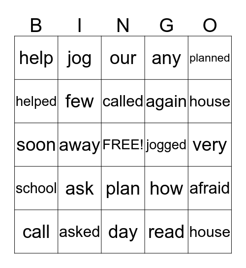 Spelling 1st- Frog and Toad Bingo Card