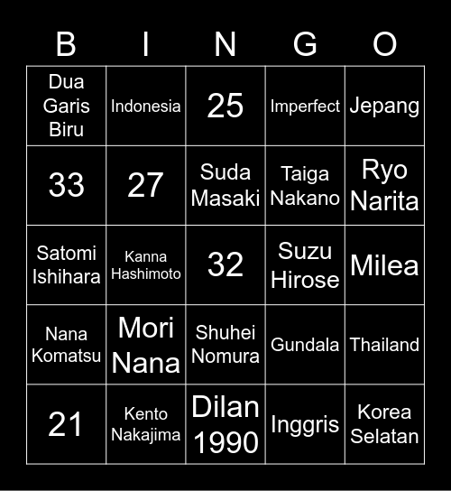 Hahay Bingo Card
