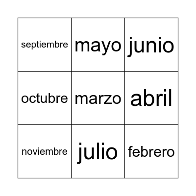 Meses Bingo! Bingo Card