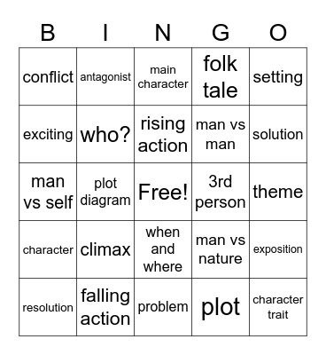 Story Elements Bingo Card