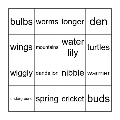 Spring Bingo Card