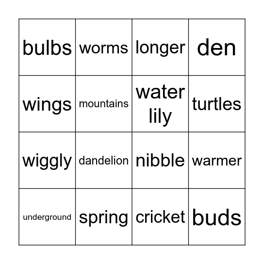 Spring Bingo Card