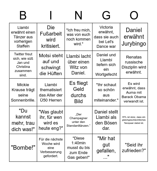 Let's Dance Bingo - 2021 Edition Bingo Card