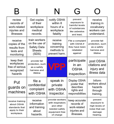 Employee Responsibilities and Rights- 1960.10 Bingo Card