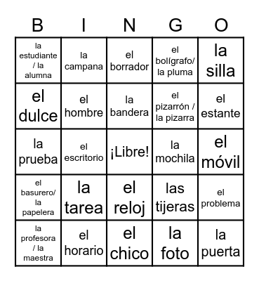 Cuarta Ronda: En la Clase Bingo Card
