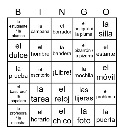 Cuarta Ronda: En la Clase Bingo Card