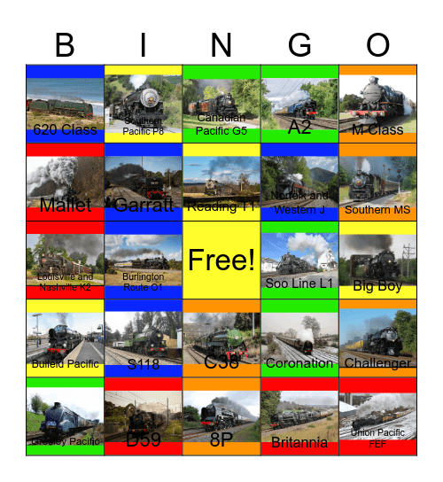 Fast Moving 4-8-4's,2-8-2's,4-6-2's and Articulateds Bingo Card