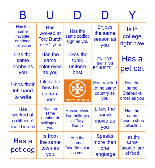 Someone who... Buddy Bingo Card