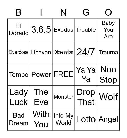 EXO Bingo Card
