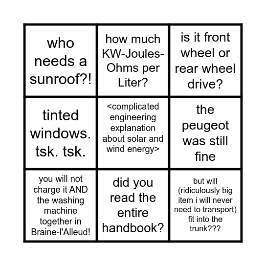 DIANA HAS A BENZ BINGO Card