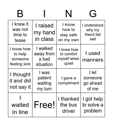 Social Bingo Card