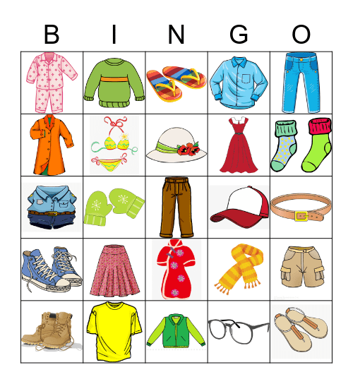 CLOTHES Bingo Card