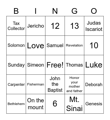 Bible Trivia Bingo Card