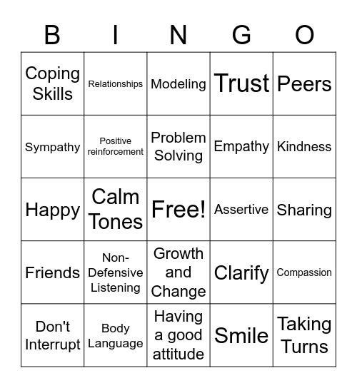 Communication skills Bingo Card