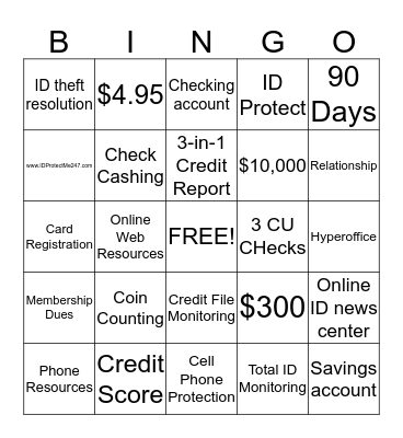 HPFCU Bingo Card